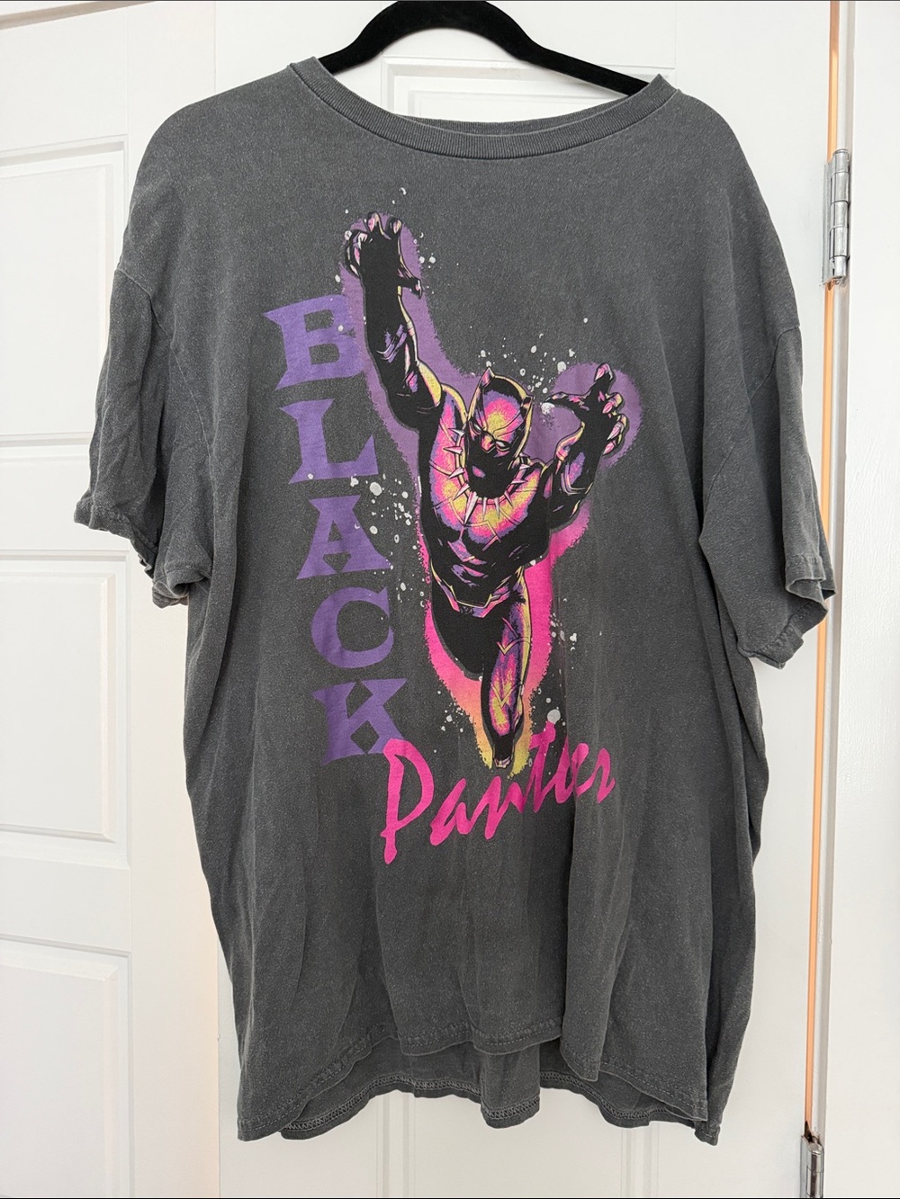 Marvel Black Panther Tee - Black with Purple & Pink Print